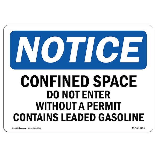 OSHA, Confined Space Do Not Enter w/o Permit, 24in X 18in Rigid Plastic, 24" W, 18" H, Landscape